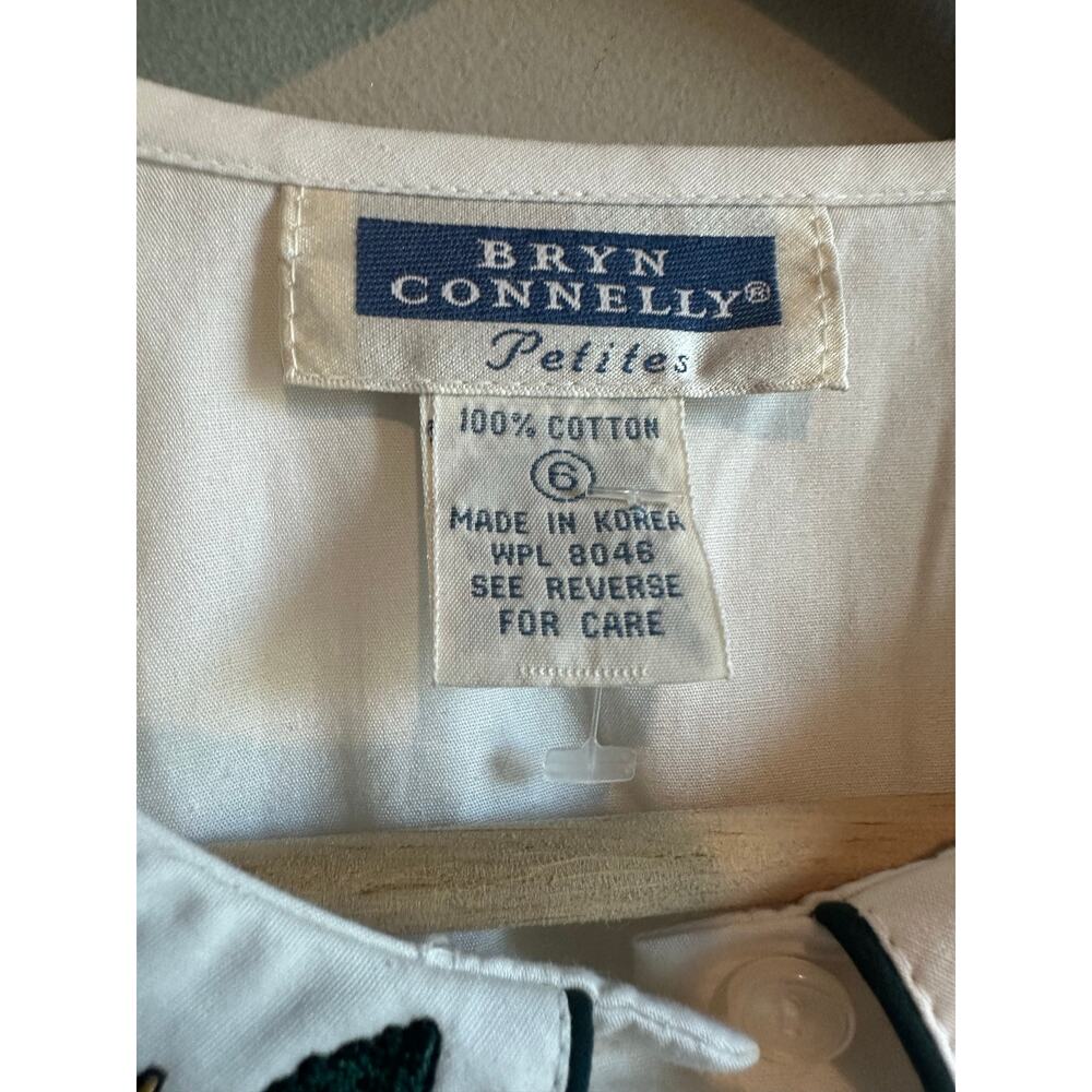 Vintage Bryn Connelly Peter Pan Collar Horse Embroidered Button Up White 6P - Picture 2 of 10